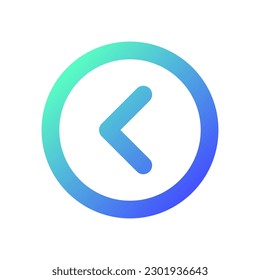 Arrow left button pixel perfect gradient linear ui icon. Move back. Toolbar control. Previous track. Line color user interface symbol. Modern style pictogram. Vector isolated outline illustration