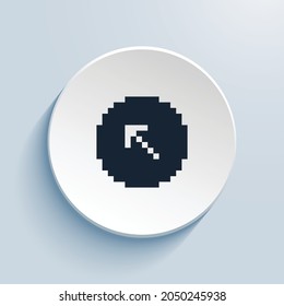 arrow up left circle fill pixel art icon design. Button style circle shape isolated on white background. Vector illustration