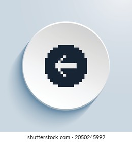 diseño de icono de imagen de píxeles de relleno de círculo izquierdo de flecha. Forma de círculo de estilo de botón aislada en fondo blanco. Ilustración del vector