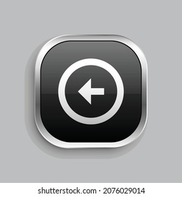 arrow left circle line icon design. Glossy Button style rounded rectangle isolated on gray background. Vector illustration