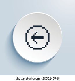 arrow left circle pixel art icon design. Button style circle shape isolated on white background. Vector illustration
