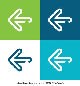 Flecha a la izquierda Plano de cuatro colores mínimo conjunto de iconos