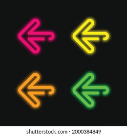 Arrow Left four color glowing neon vector icon