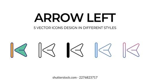 arrow left Icon Design in Five style with Editable Stroke. Line, Solid, Flat Line, Duo Tone Color, and Color Gradient Line. Suitable for Web Page, Mobile App, UI, UX and GUI design.