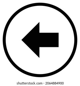 flecha a la izquierda Icono. Estilo plano Forma de círculo aislada en fondo blanco. Ilustración del vector
