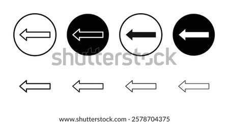 Arrow left icon Isolated flat vector in outline