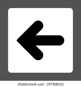 Arrow Left icon from Primitive Buttons OverColor Set. This rounded square flat button is drawn with black and white colors on a gray background.