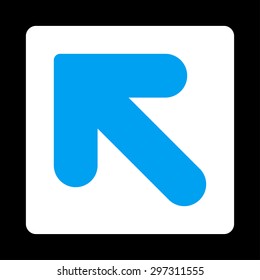 Arrow Up Left icon from Primitive Buttons OverColor Set. This rounded square flat button is drawn with blue and white colors on a black background.