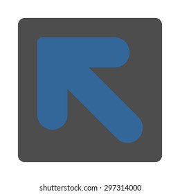 Arrow Up Left icon from Primitive Buttons OverColor Set. This rounded square flat button is drawn with cobalt and gray colors on a white background.