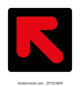 Arrow Up Left icon from Primitive Buttons OverColor Set. This rounded square flat button is drawn with intensive red and black colors on a white background.