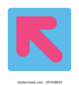 Arrow Up Left icon from Primitive Buttons OverColor Set. This rounded square flat button is drawn with pink and blue colors on a white background.