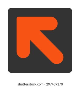 Arrow Up Left icon from Primitive Buttons OverColor Set. This rounded square flat button is drawn with orange and gray colors on a white background.