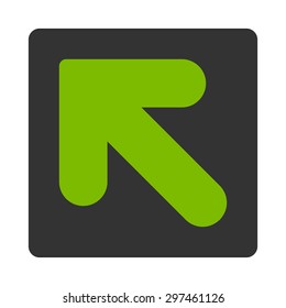 Arrow Up Left icon from Primitive Buttons OverColor Set. This rounded square flat button is drawn with eco green and gray colors on a white background.