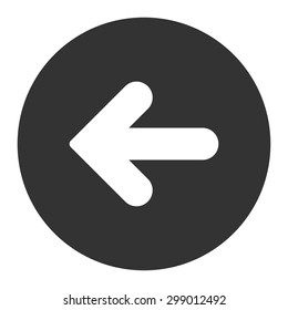 Arrow Left icon from Primitive Round Buttons OverColor Set. This round flat button is drawn with white and gray colors on a white background.