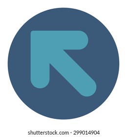 Arrow Up Left icon from Primitive Round Buttons OverColor Set. This round flat button is drawn with cyan and blue colors on a white background.