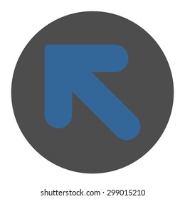 Arrow Up Left icon from Primitive Round Buttons OverColor Set. This round flat button is drawn with cobalt and gray colors on a white background.