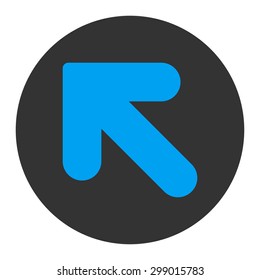 Arrow Up Left icon from Primitive Round Buttons OverColor Set. This round flat button is drawn with blue and gray colors on a white background.
