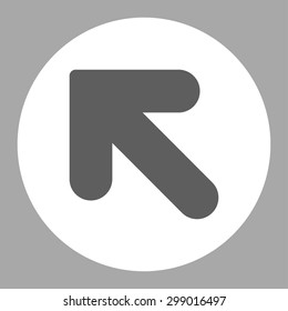 Arrow Up Left icon from Primitive Round Buttons OverColor Set. This round flat button is drawn with dark gray and white colors on a silver background.