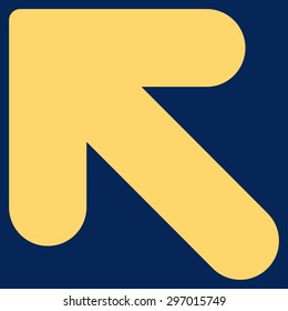 Arrow Up Left icon from Primitive Set. This isolated flat symbol is drawn with yellow color on a blue background, angles are rounded.