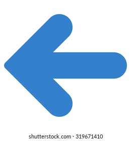 Arrow Left icon from Primitive Set. This isolated flat symbol is drawn with cobalt color on a white background, angles are rounded.