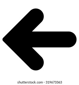 Arrow Left icon from Primitive Set. This isolated flat symbol is drawn with black color on a white background, angles are rounded.