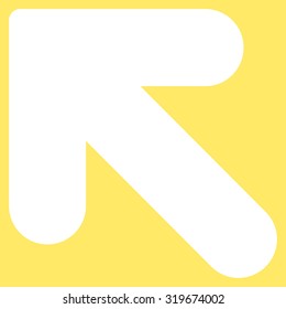 Arrow Up Left icon from Primitive Set. This isolated flat symbol is drawn with white color on a yellow background, angles are rounded.