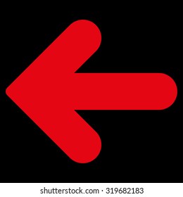 Arrow Left icon from Primitive Set. This isolated flat symbol is drawn with red color on a black background, angles are rounded.