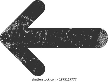 Arrow left icon with scratched effect. Isolated vector arrow left icon image with scratched rubber texture on a white background.