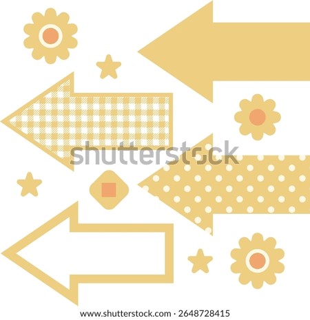 Arrow left icon set - yellow