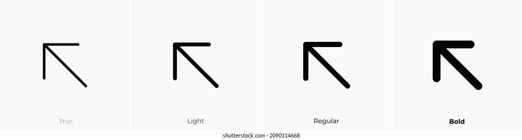 arrow up left icon. Thin, Light Regular And Bold style design isolated on white background