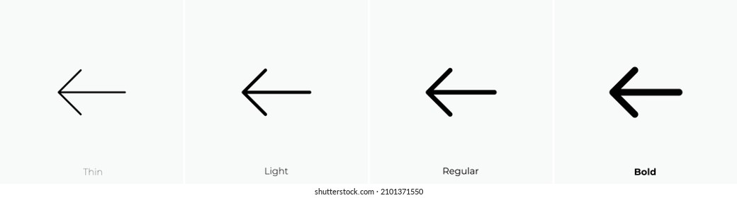 arrow left icon. Thin, Light Regular And Bold style design isolated on white background