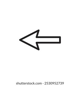 Pfeil links Symbol Dünne Linie, flache Illustration