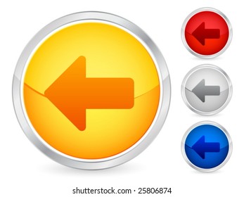 Arrow left internet button set. Vector illustration.