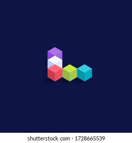 Arrow Left Isometric colorful cubes 3d design, three-dimensional letter vector illustration isolated