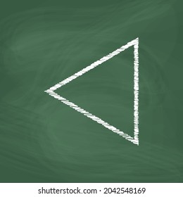 Arrow left line Icon design white chalk. Draw a picture on the blackboard.