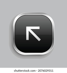 arrow left up line icon design. Glossy Button style rounded rectangle isolated on gray background. Vector illustration