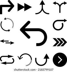arrow, left, navigation icon in a collection with other items