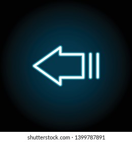 arrow left neon icon. Simple thin line, outline vector of Arrow icons for UI and UX, website or mobile application on dark blue gradient background