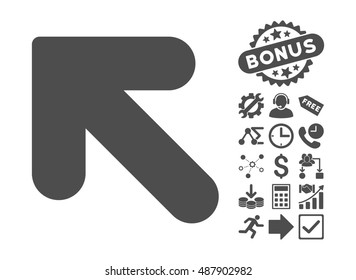 Arrow Up Left pictograph with bonus elements. Vector illustration style is flat iconic symbols, gray color, white background.