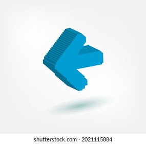 arrow left  pixel symbol sign vector logo isolated 3d
