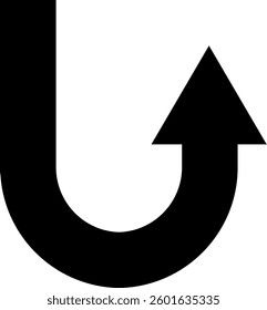 Arrow left or right, up or down turn vector icon. Flat black symbol on white background.
