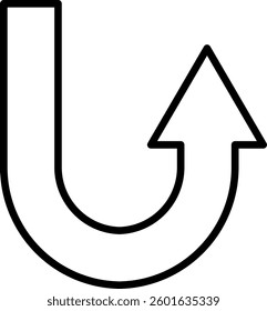 Arrow left or right, up or down turn vector icon. Flat black symbol on white background.