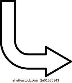 Arrow left or right, up or down turn vector icon. Flat black symbol on white background.
