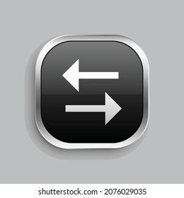arrow left right fill icon design. Glossy Button style rounded rectangle isolated on gray background. Vector illustration