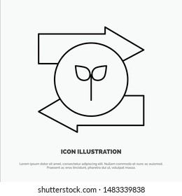 Arrow, Left, Right, Green Eco Line Icon Vector