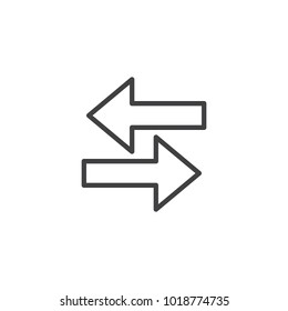 Arrow left right line icon, outline vector sign, linear style pictogram isolated on white. Exchange symbol, logo illustration. Editable stroke