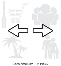 arrow to left and right line icon