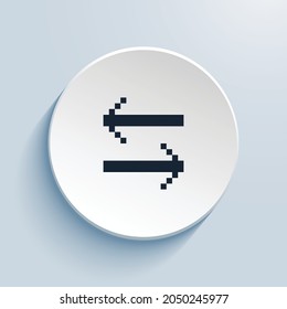 Pfeil links rechts Pixel Art Symbol Design. Circle-Form im Button-Stil einzeln auf weißem Hintergrund. Vektorgrafik