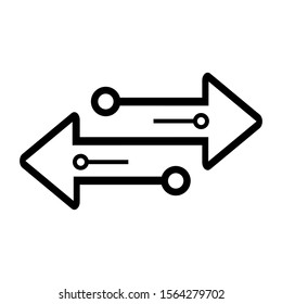 	
Arrow to left and right vector icon. isolated on white background. illustration.