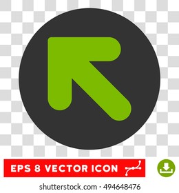 Arrow Up Left round icon. Vector EPS illustration style is flat iconic bicolor symbol, eco green and gray colors, transparent background.